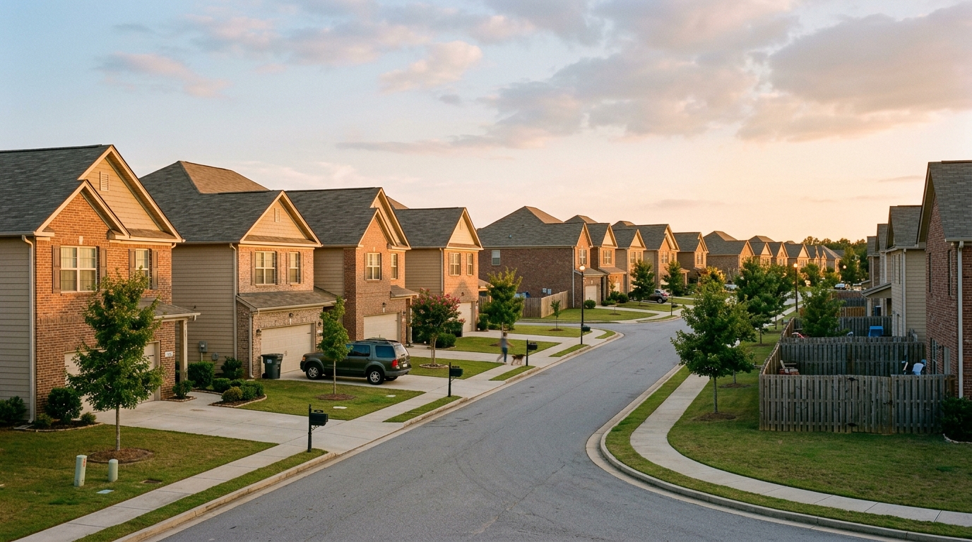 Subdivisión del distrito Thompson en Alabaster Alabama, casas nuevas planificadas a lo largo del corredor de crecimiento de la I-65 en el condado de Shelby