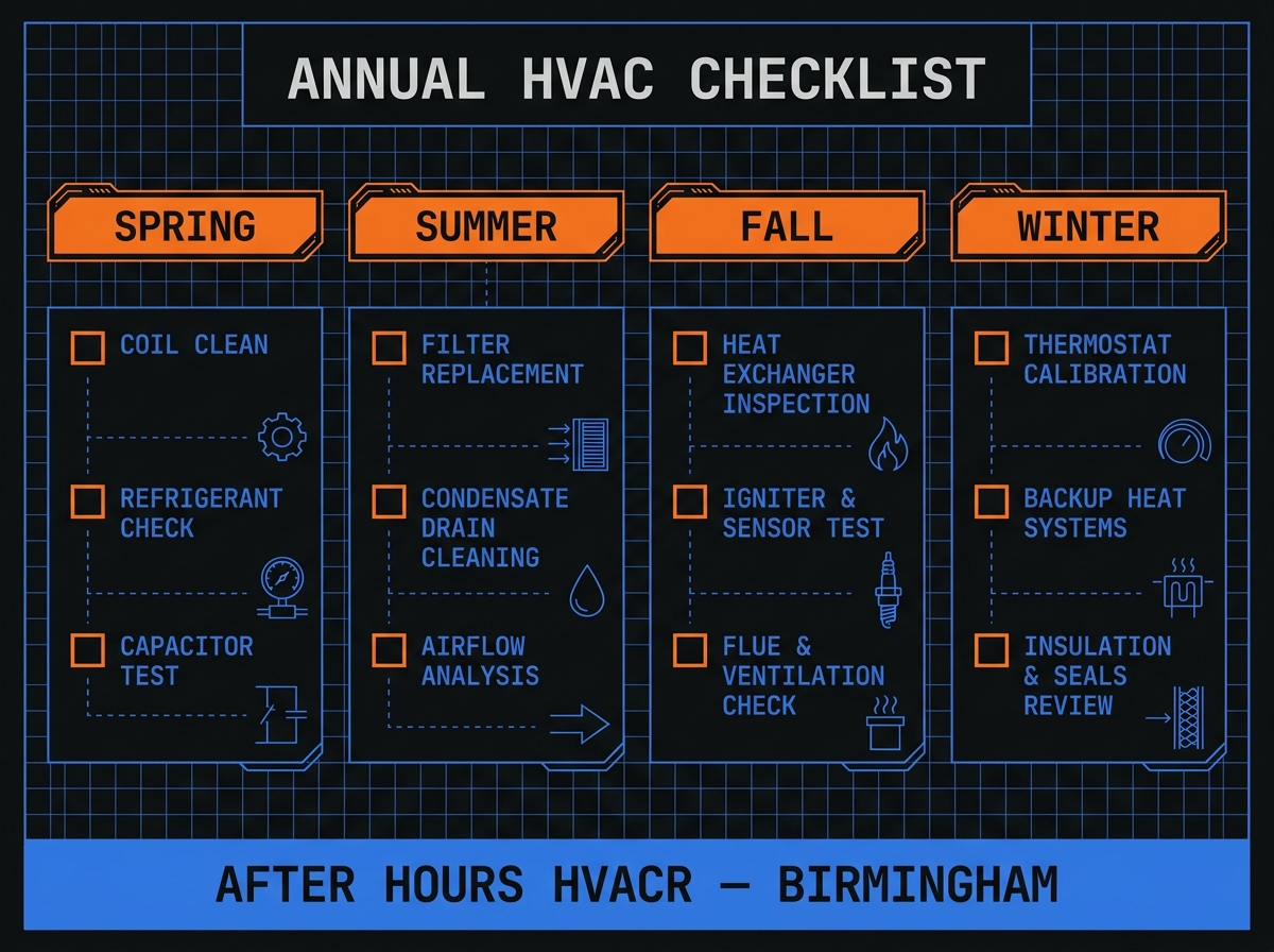 Annual HVAC maintenance checklist for Birmingham homes
